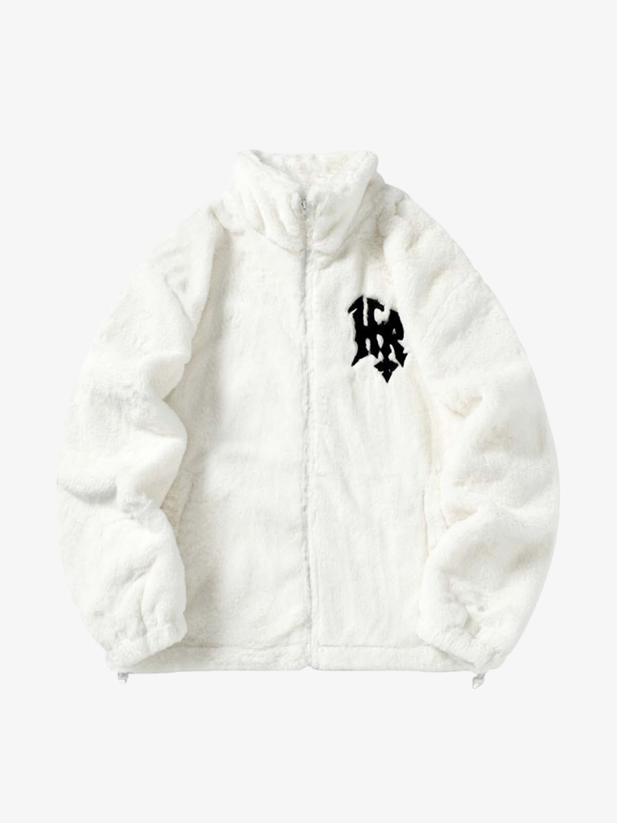 Hip-hop Letter Stand Collar Fur Jacket