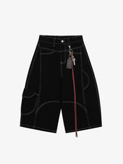 Denim Welt-Embellished Cargo Jorts
