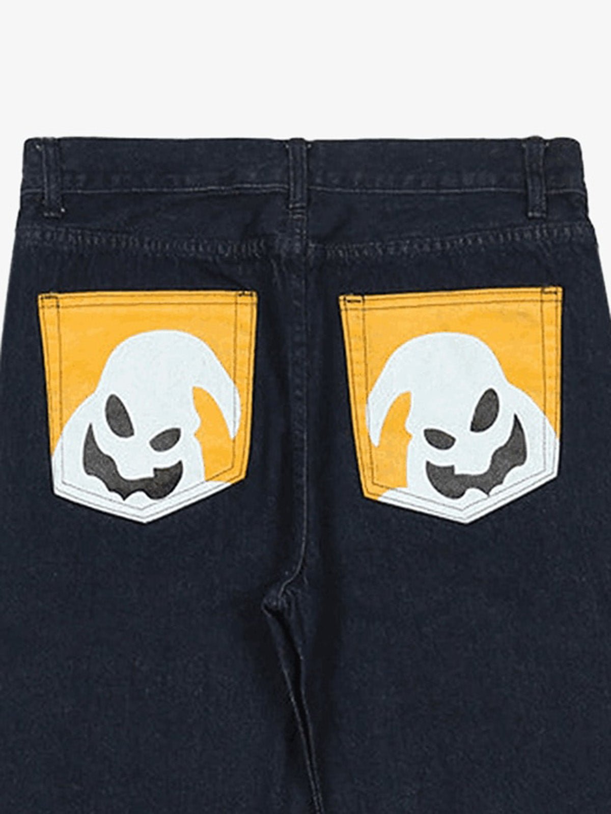 Cartoon Pocket Print Washed Jeans
