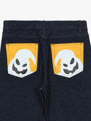 Cartoon Pocket Print Washed Jeans