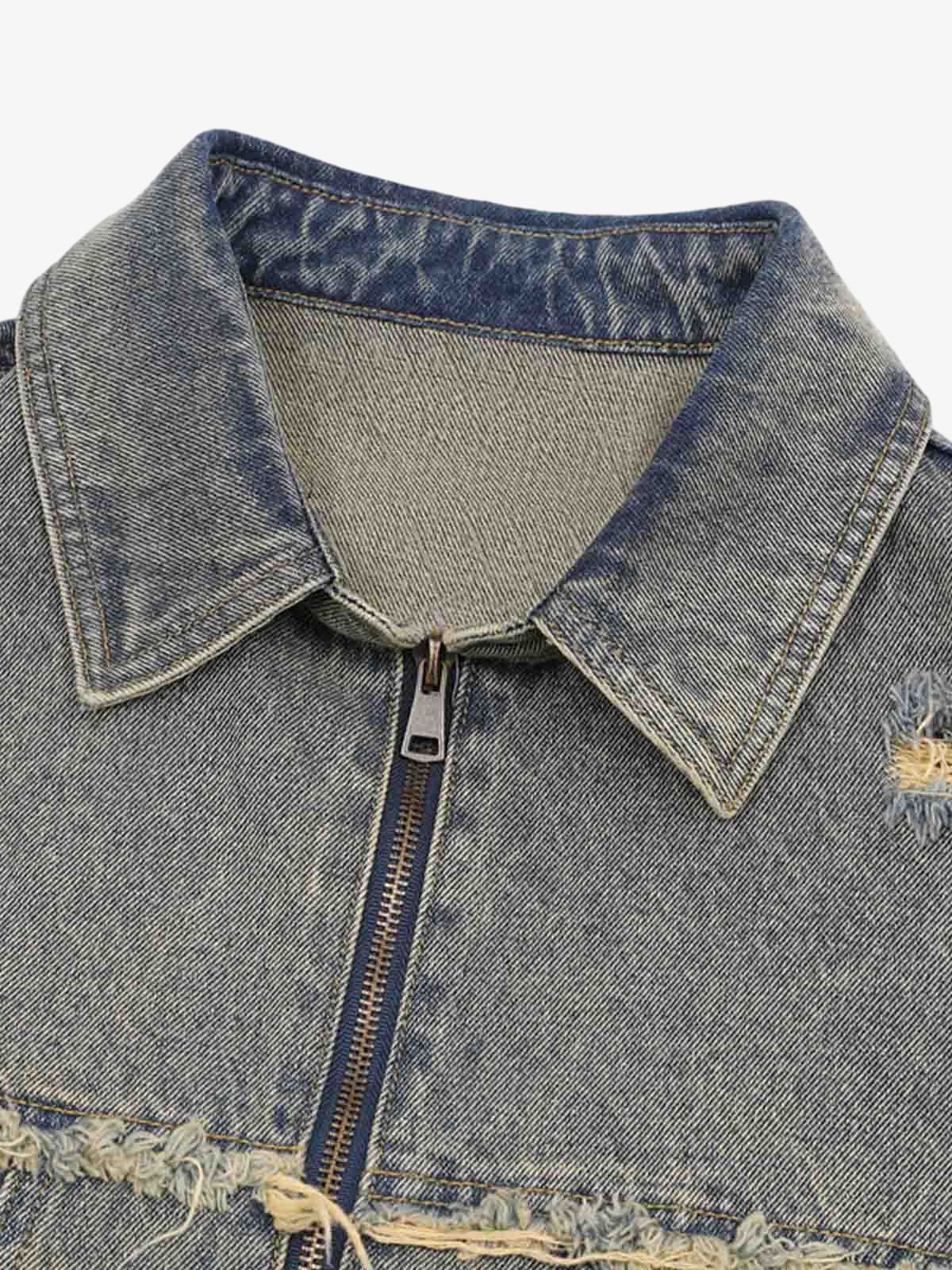 Denim Distressed Ripped Suit