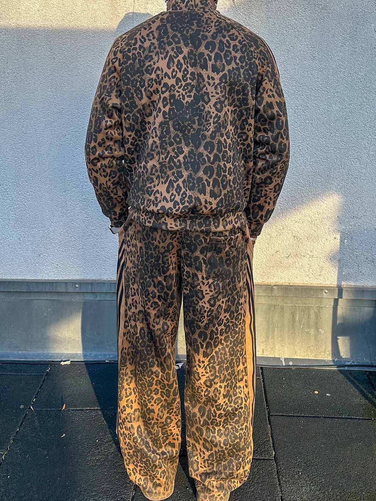 French Terry Cheetah Print Suede Tracksuit