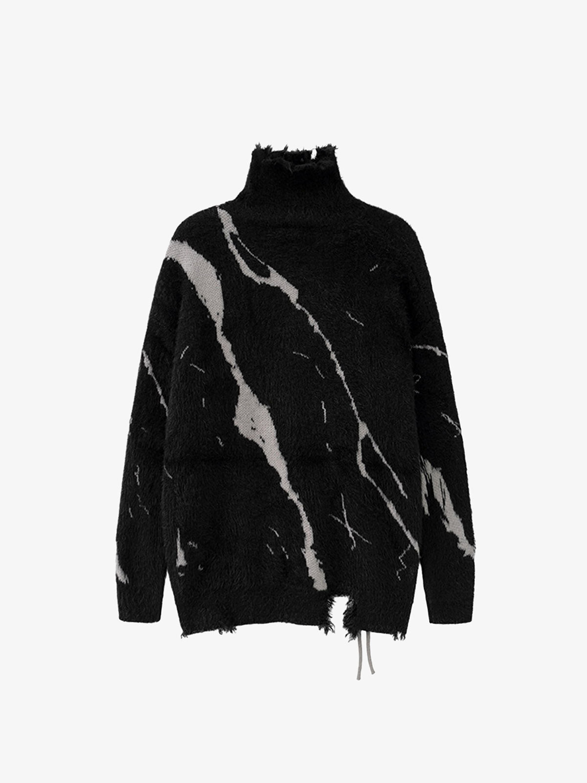Ripped Knit Turtleneck Sweater