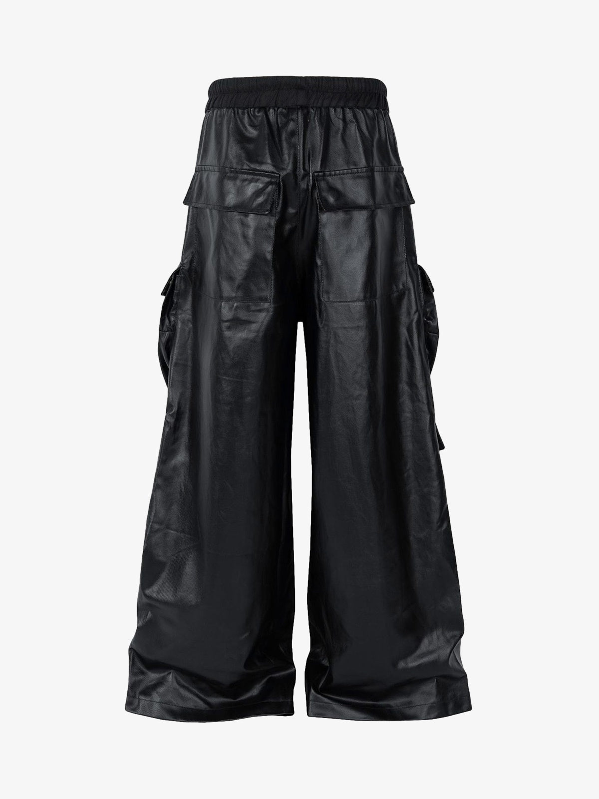 RO-style multi-pocket matte coated pants