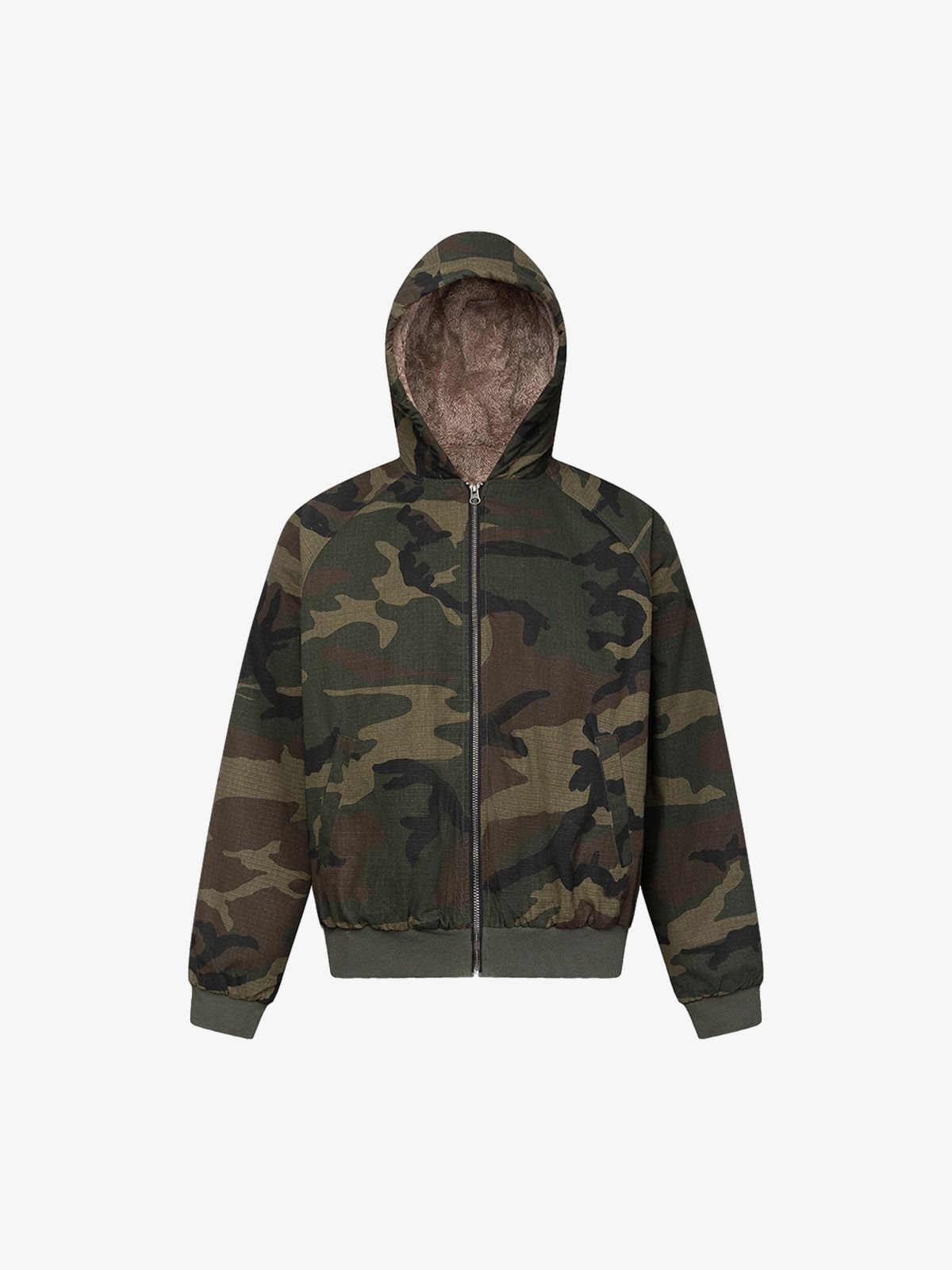 Camouflage Fleece Hooded Jacket