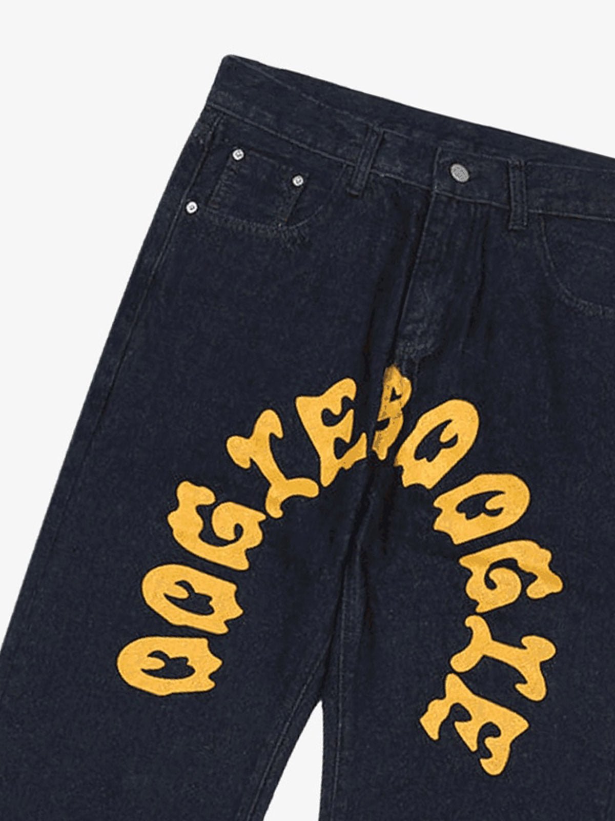 Cartoon Pocket Print Washed Jeans