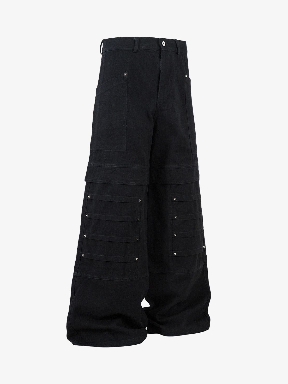 Deconstructed Split Rivet Cargo Jeans