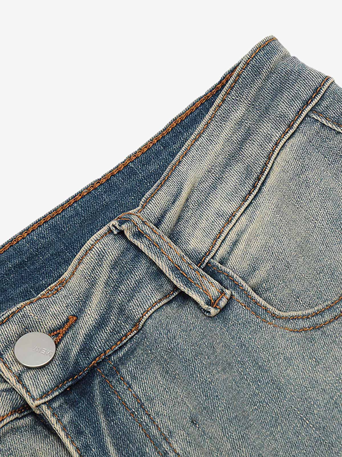 Vintage Washed Split Structure Hip-Hop Jeans