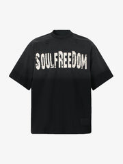 Distressed Gradient Letter Print Crew Neck T-shirt