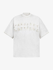 Elegant Pearl-Embellished Oversized T-Shirt