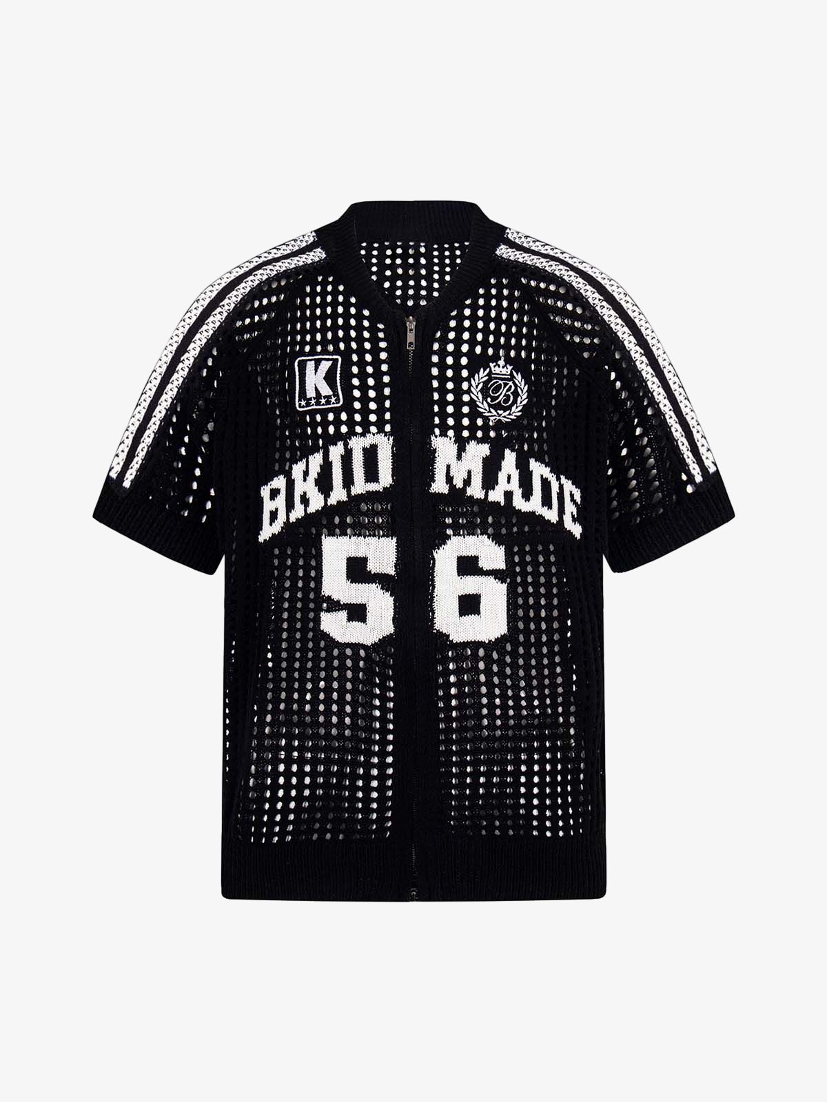 Mesh Zip-Up Sports Jersey Short Sleeve Shirt