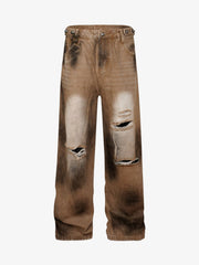 Street Ripped Dirty Dye Jeans