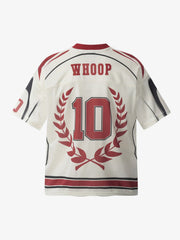 Patchwork Mesh letter Print Jersey T-Shirt