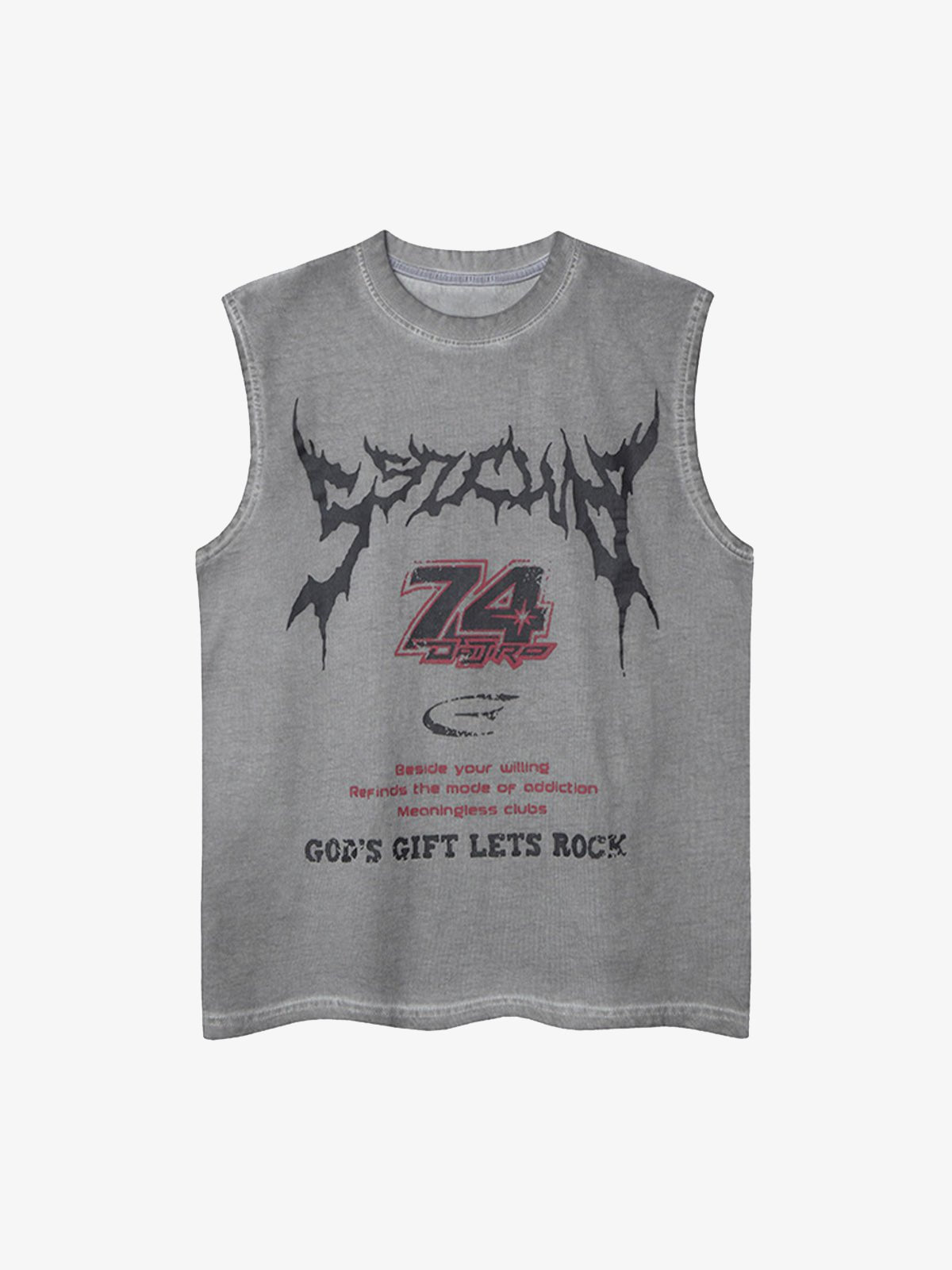 Retro Washed Letter Print Vest
