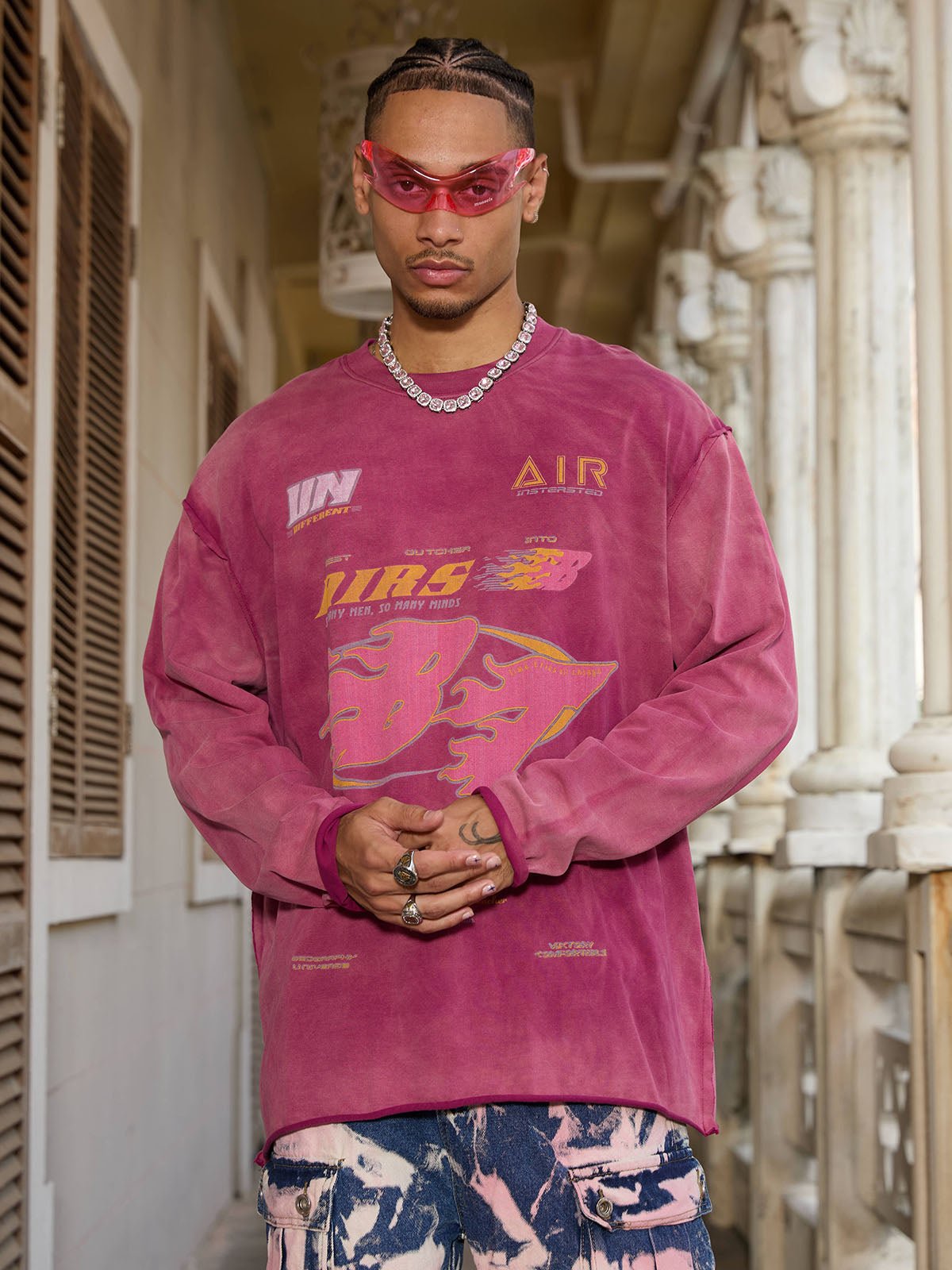 Washed Edge Long Sleeve T-Shirt