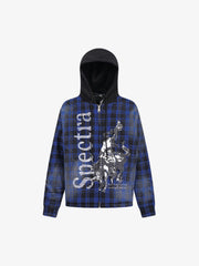 Dark Plaid Hooded Quilted Jacket