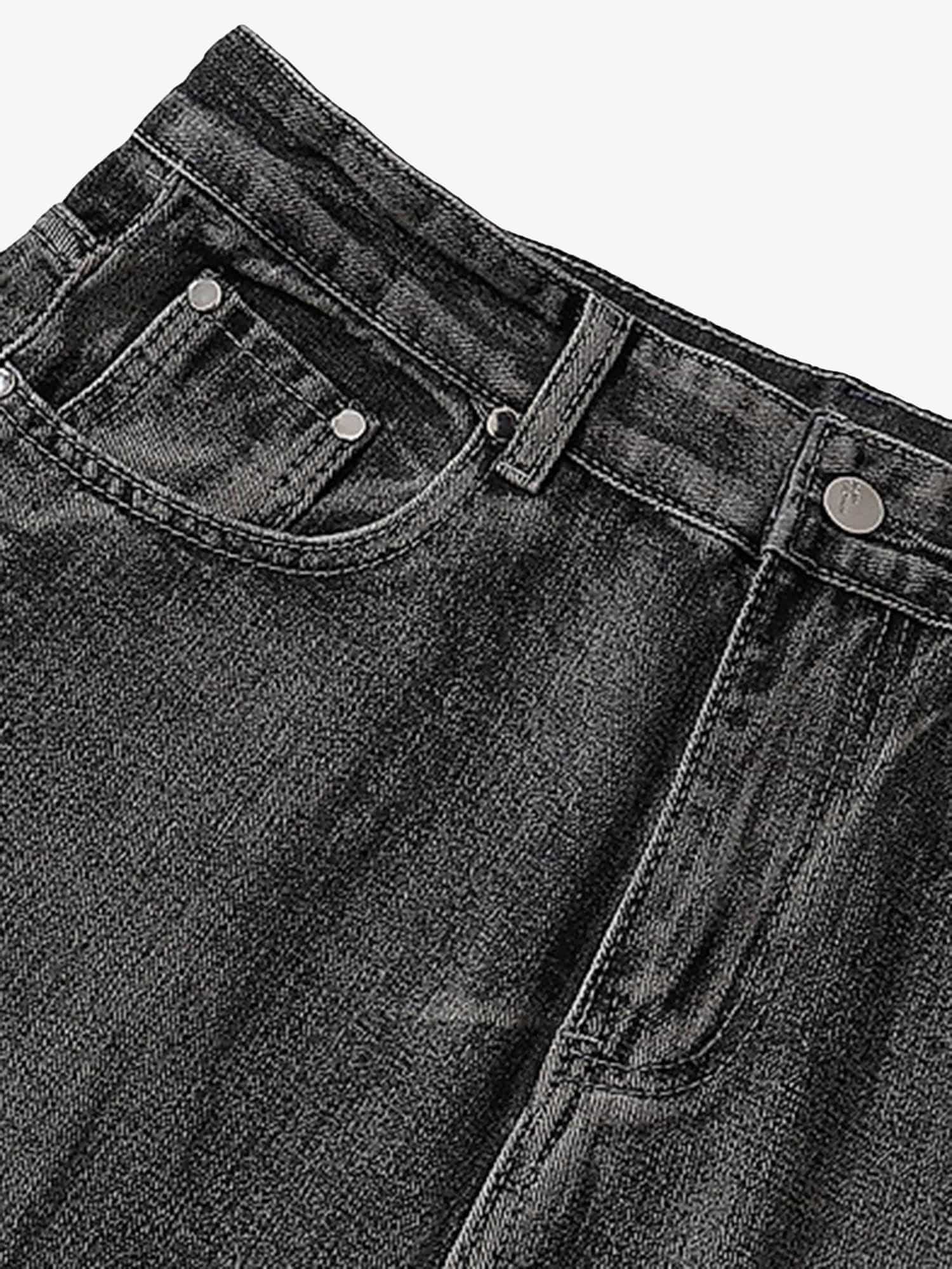 Wasteland Style Washed Distressed Pleated Flare Jeans
