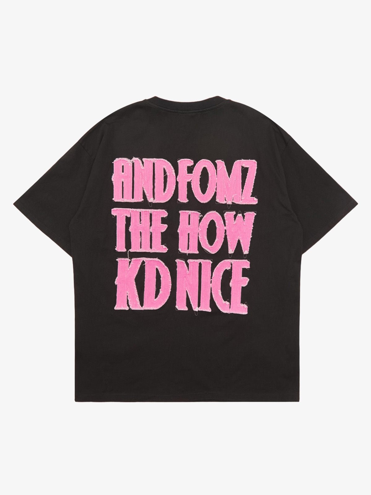 Pink Letter Applique Street Rap T-shirt