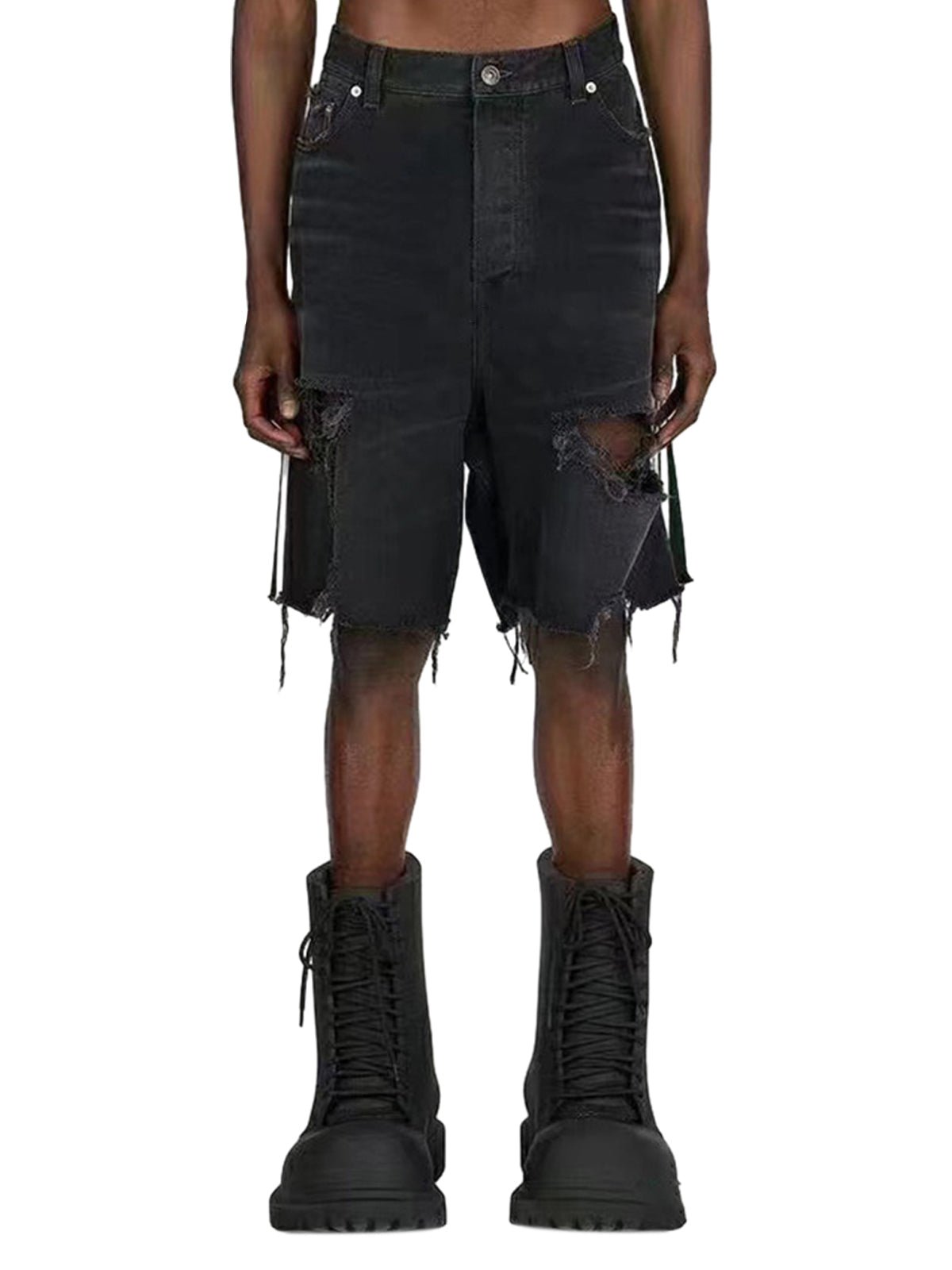 Retro Whisker Raw Edge Denim Shorts