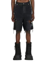 Retro Whisker Raw Edge Denim Shorts