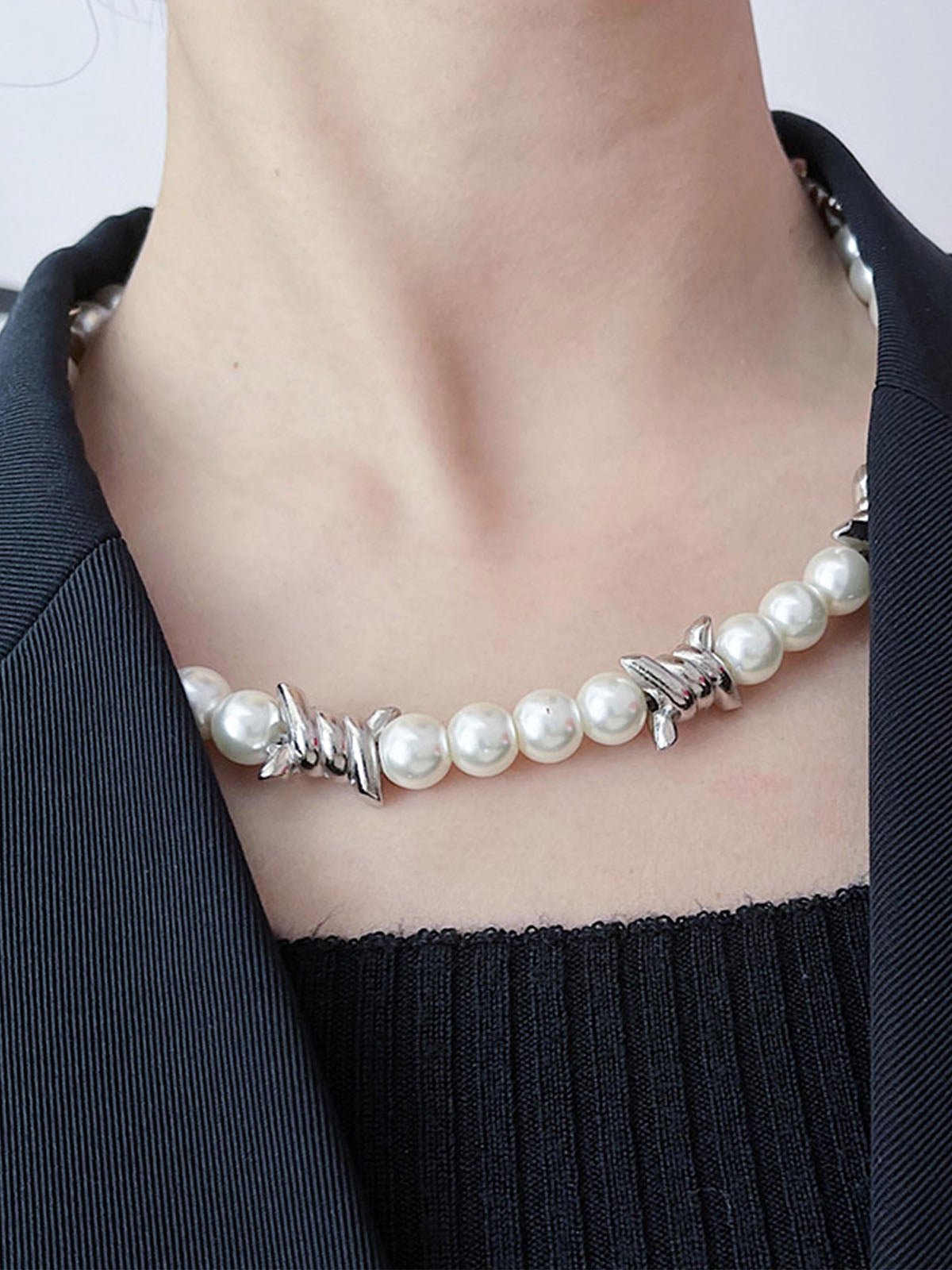 Punk Pearl Necklace