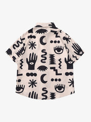 Vintage Full Print Lapel Short Sleeve Shirt