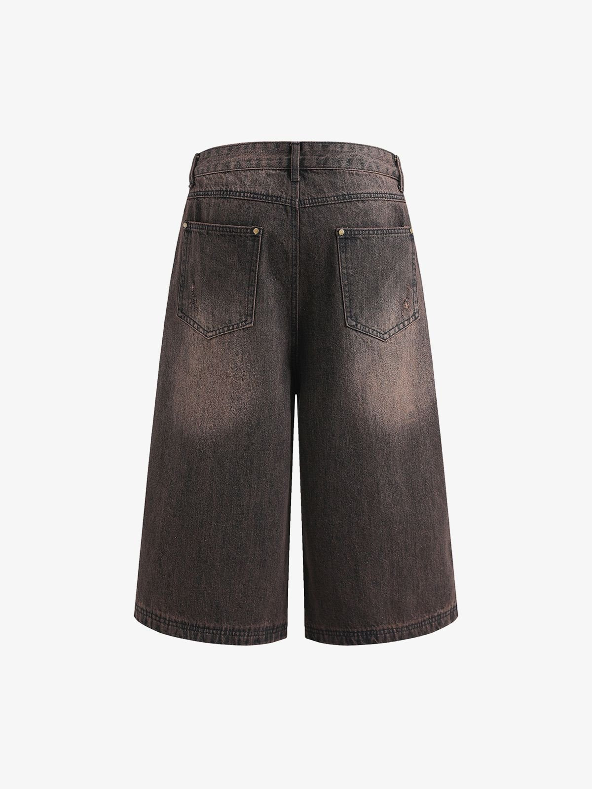 Distressed Washed Denim Cropped Jorts