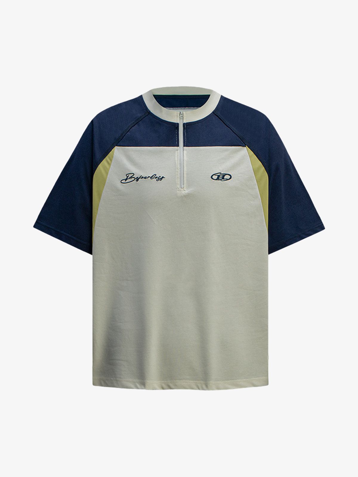 Quick-Dry Contrast Color Quarter Zip Up T-shirt