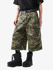 Retro Ripped Camouflage Cropped Jorts