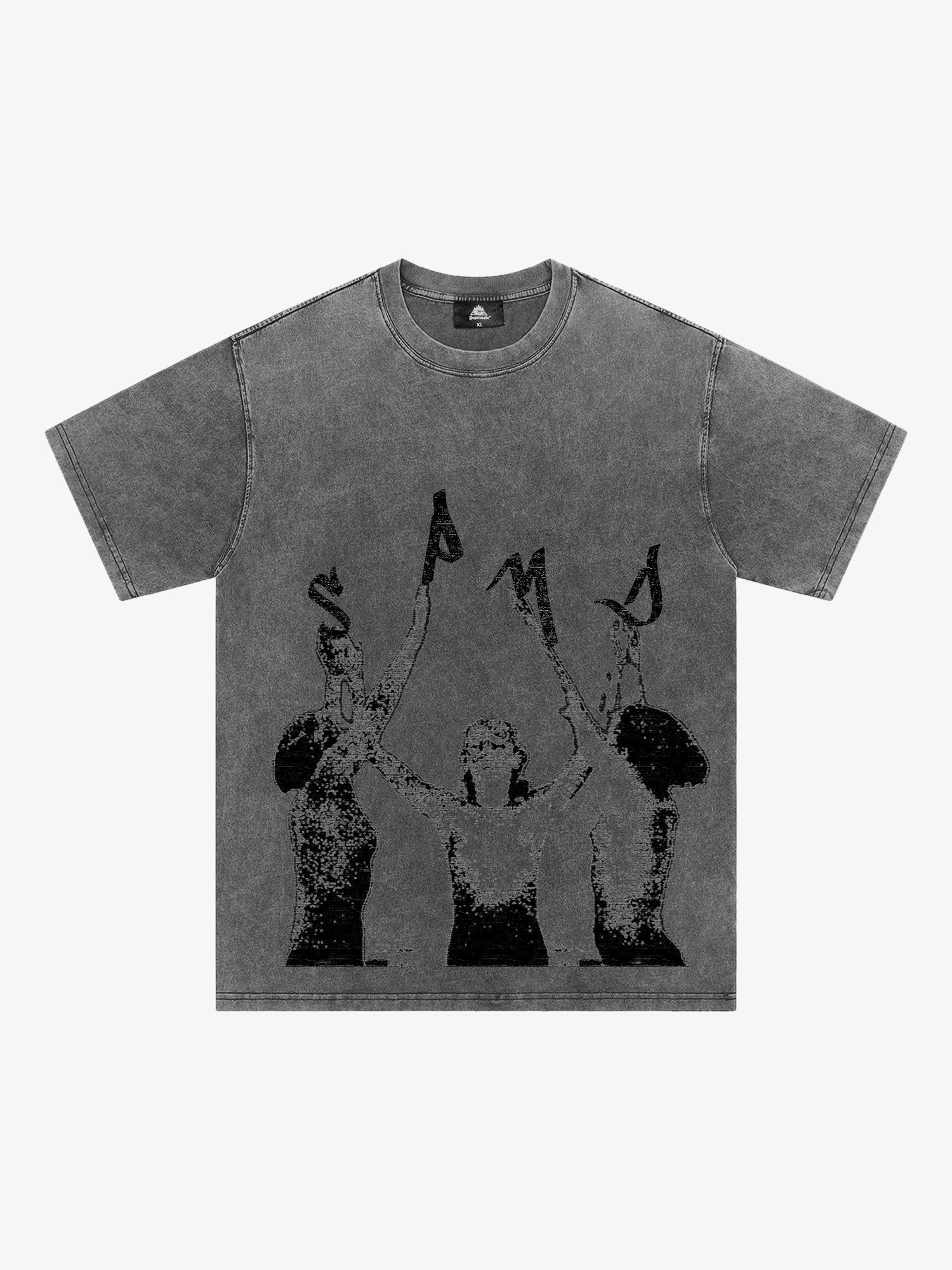 Washed Graphics Fun Letter Print T-shirt