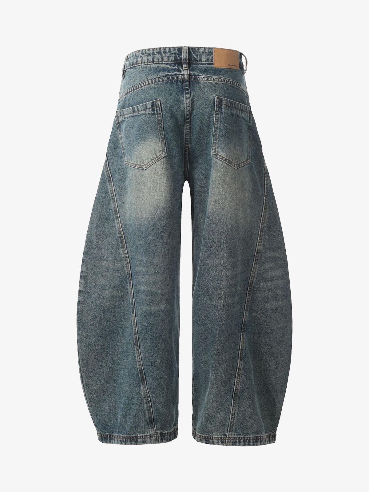 Washed Wide-Leg Balloon Jeans