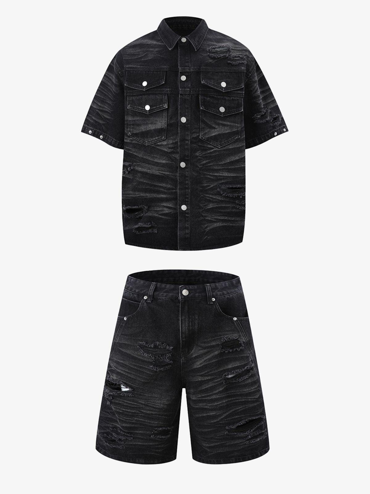 Distressed Washed Distressed Denim Set