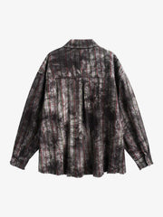Vintage Plaid Tie-Dye Long Sleeve Shirt