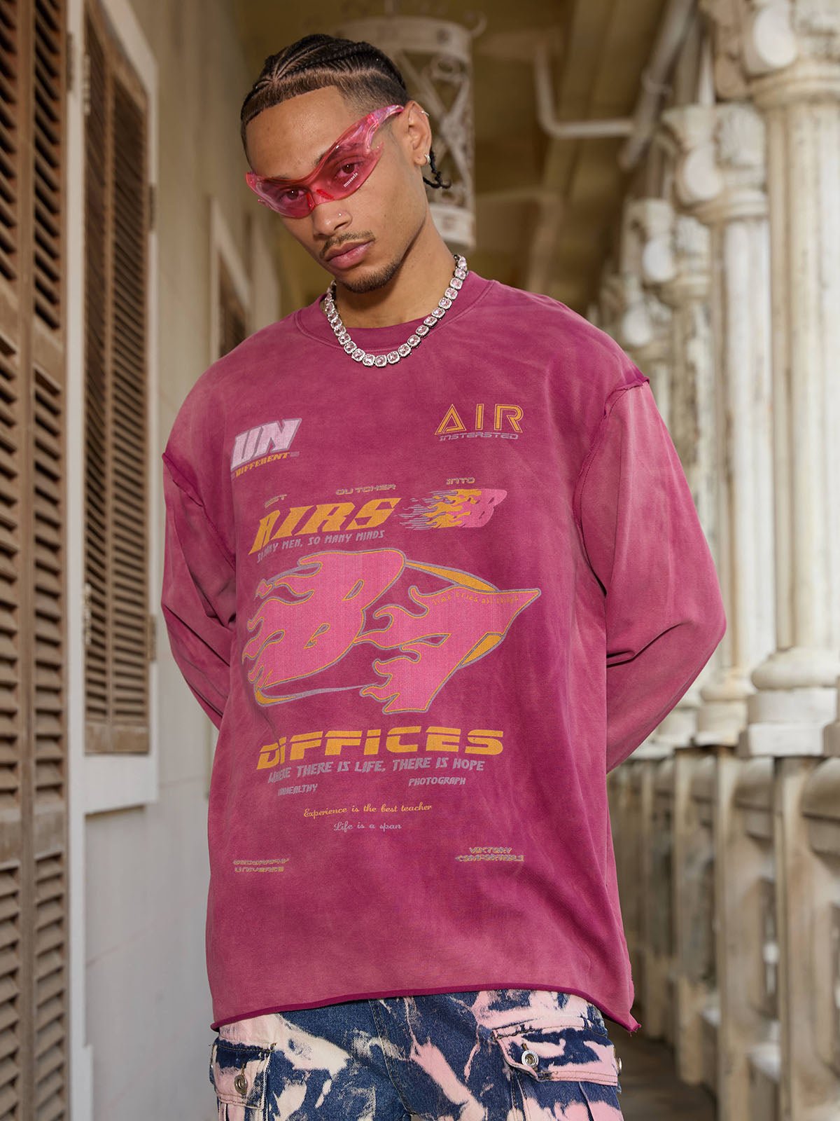 Washed Edge Long Sleeve T-Shirt