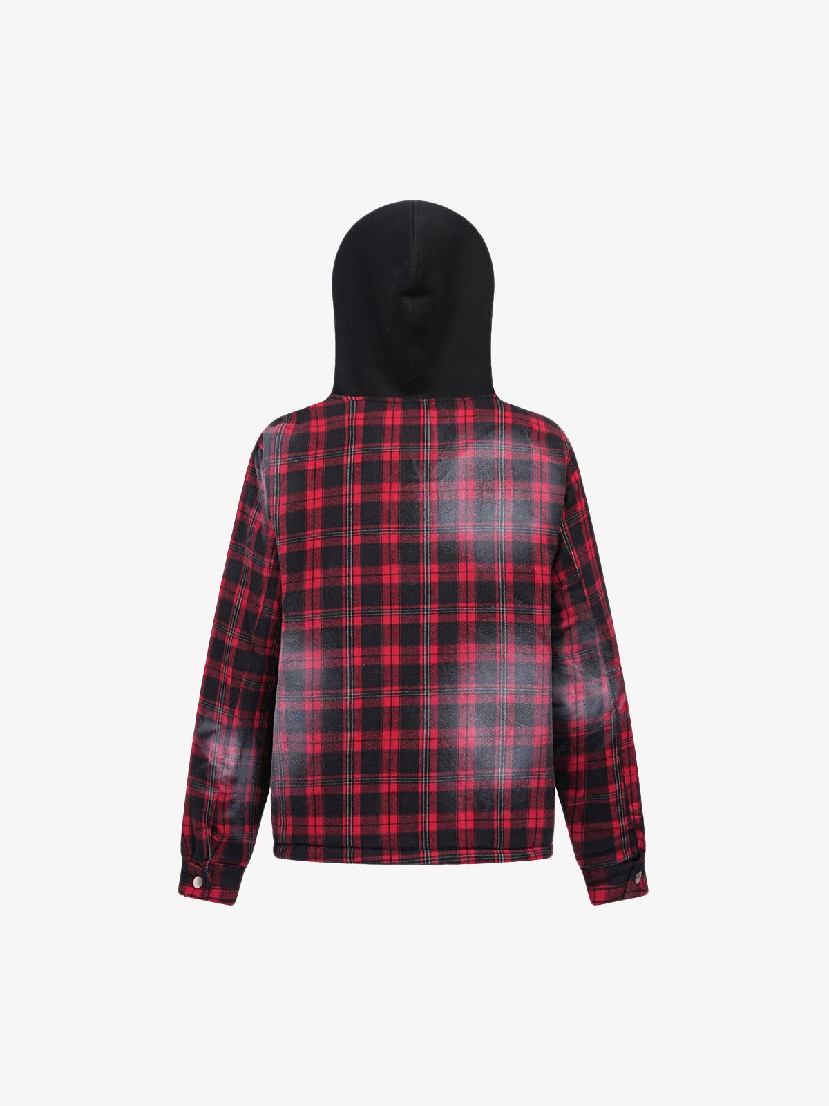 Dark Plaid Hooded Quilted Jacket