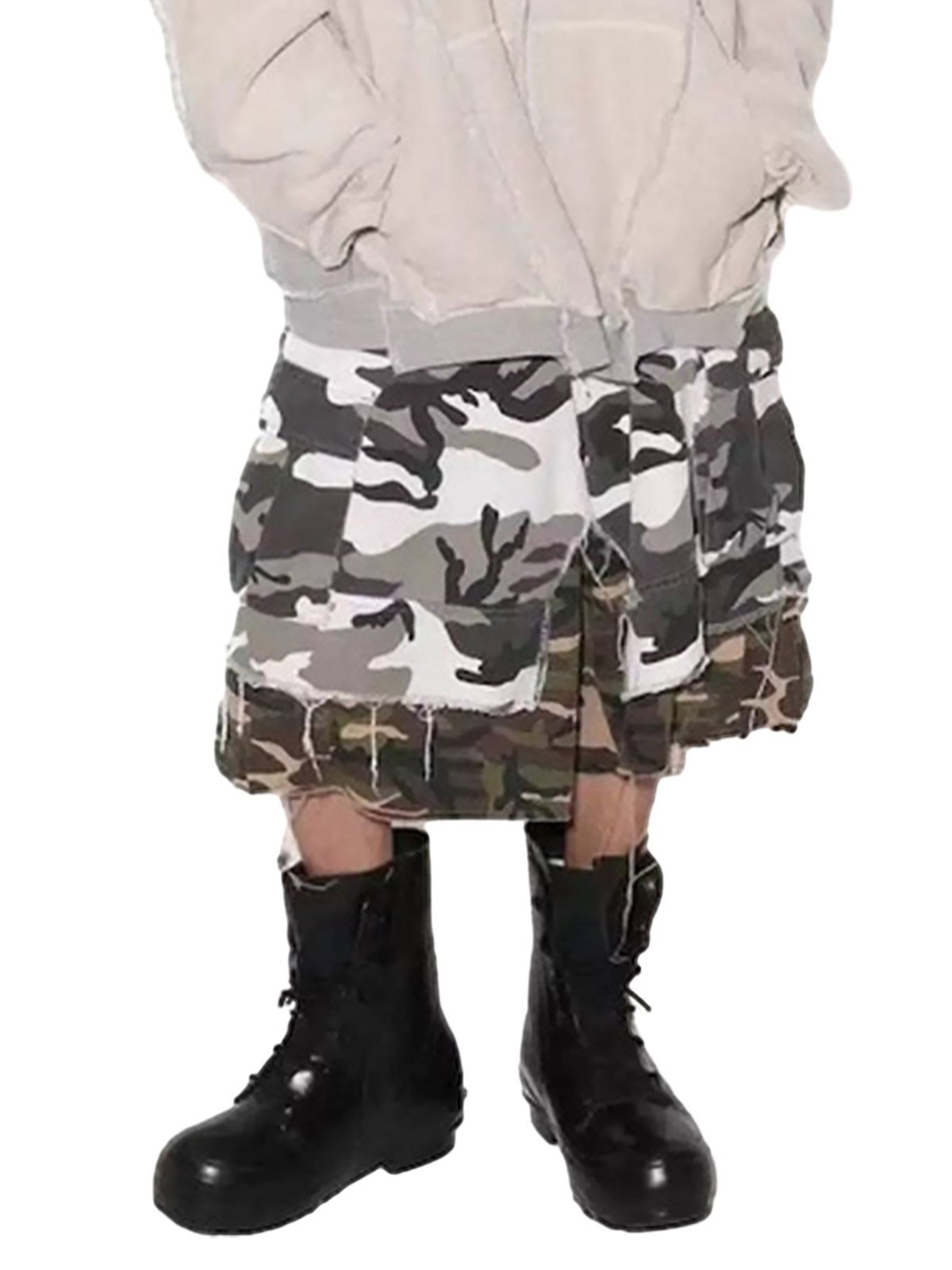 Retro Faux Two-Piece Whisker Camouflage Jorts