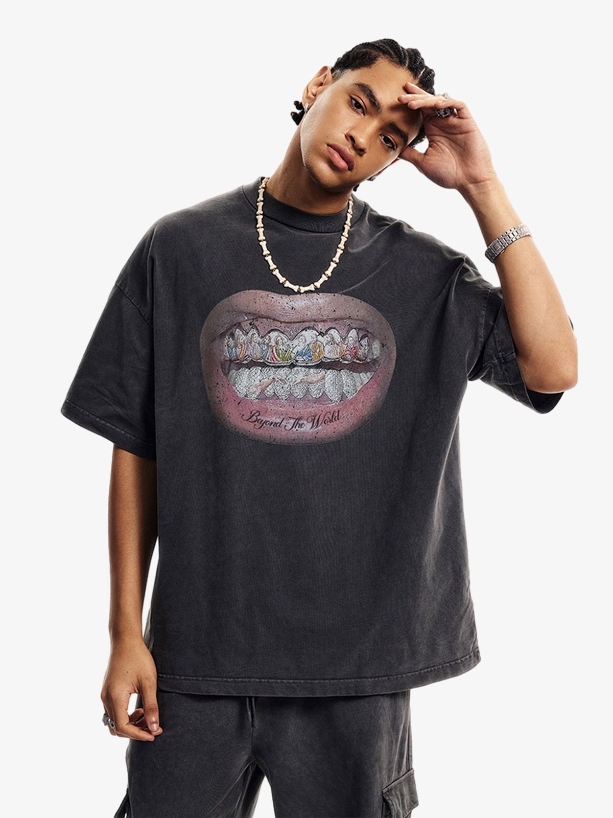 Full Diamond Tooth Pattern T-Shirt