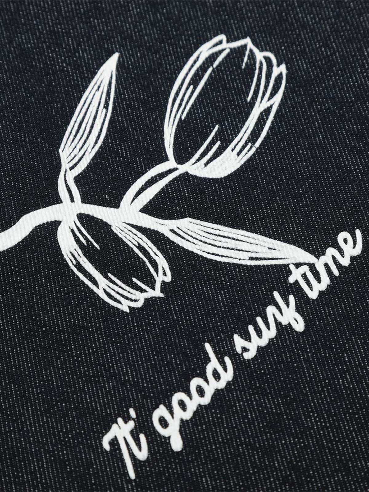 Vintage Graffiti Floral Print Jeans