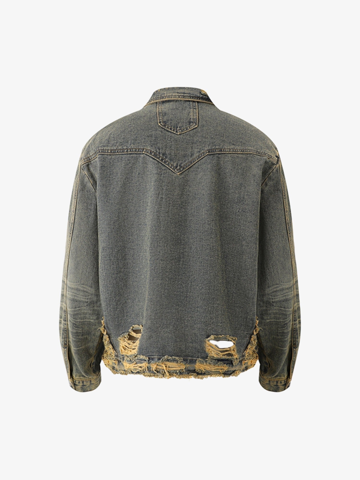 Raw Edge Distressed Denim Jacket