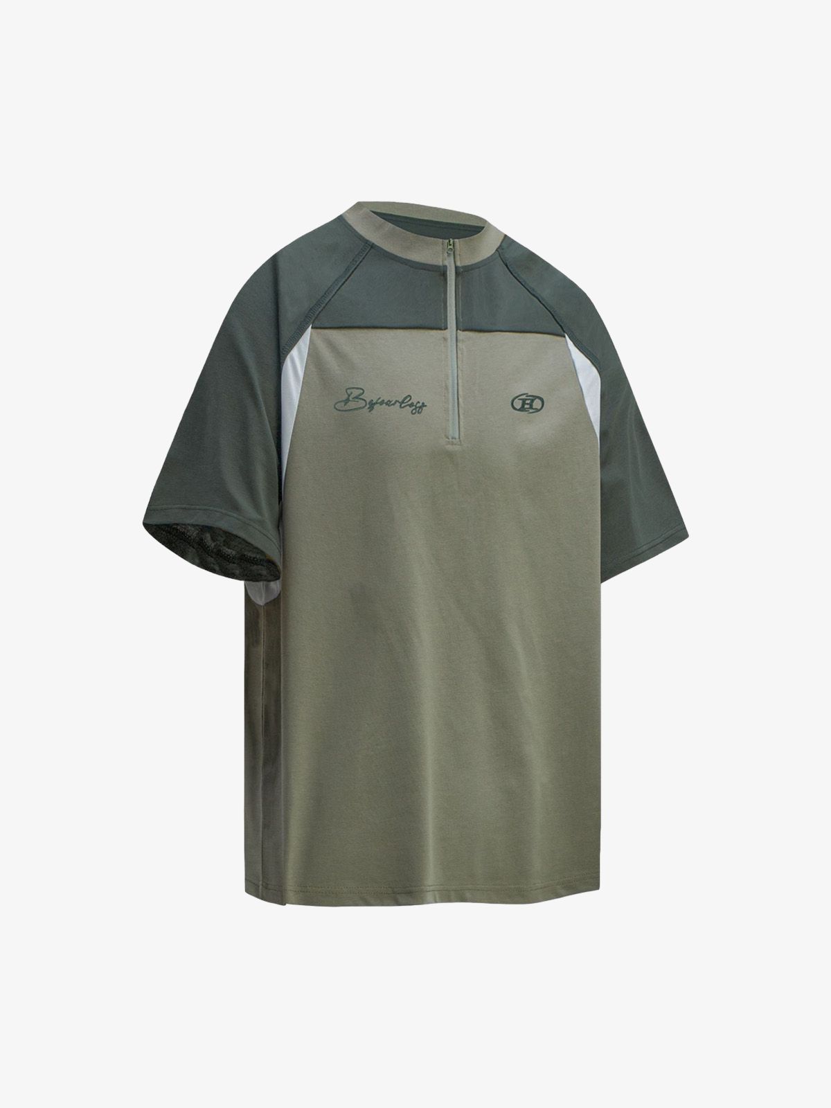 Quick-Dry Contrast Color Quarter Zip Up T-shirt