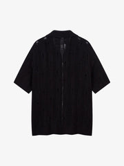 Cleanfit Black Knit Zip-Up Short-Sleeve Shirt