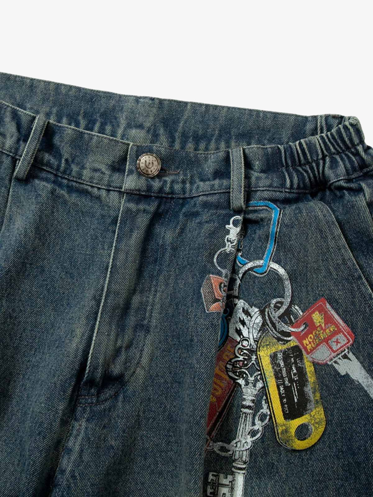 Camouflage Patchwork Workwear Straight Jeans