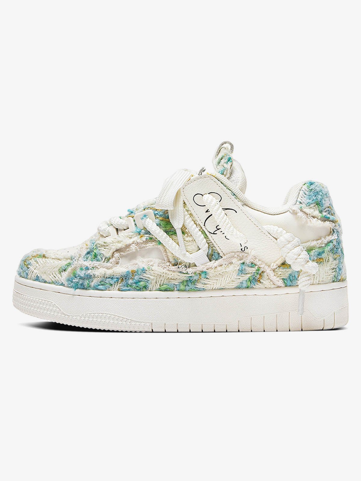 Rubber Sole Contrast Color Destruction Tassel Sneakers