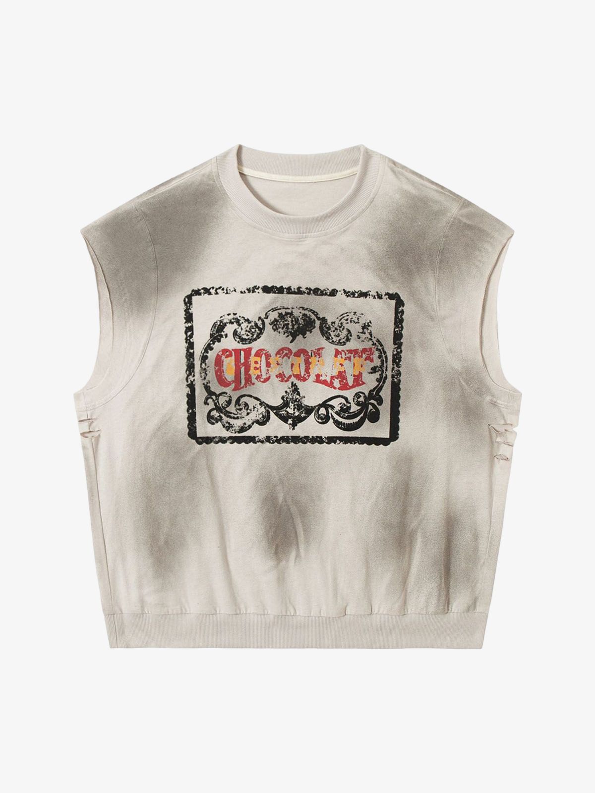 Vintage Washed Graphic Distressed Vest