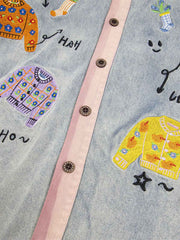 Embroidered Patch Denim Shirt