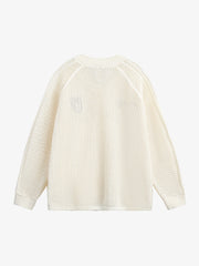 Vintage Ripped Long Sleeve Knitted Jersey V-Neck Sweater