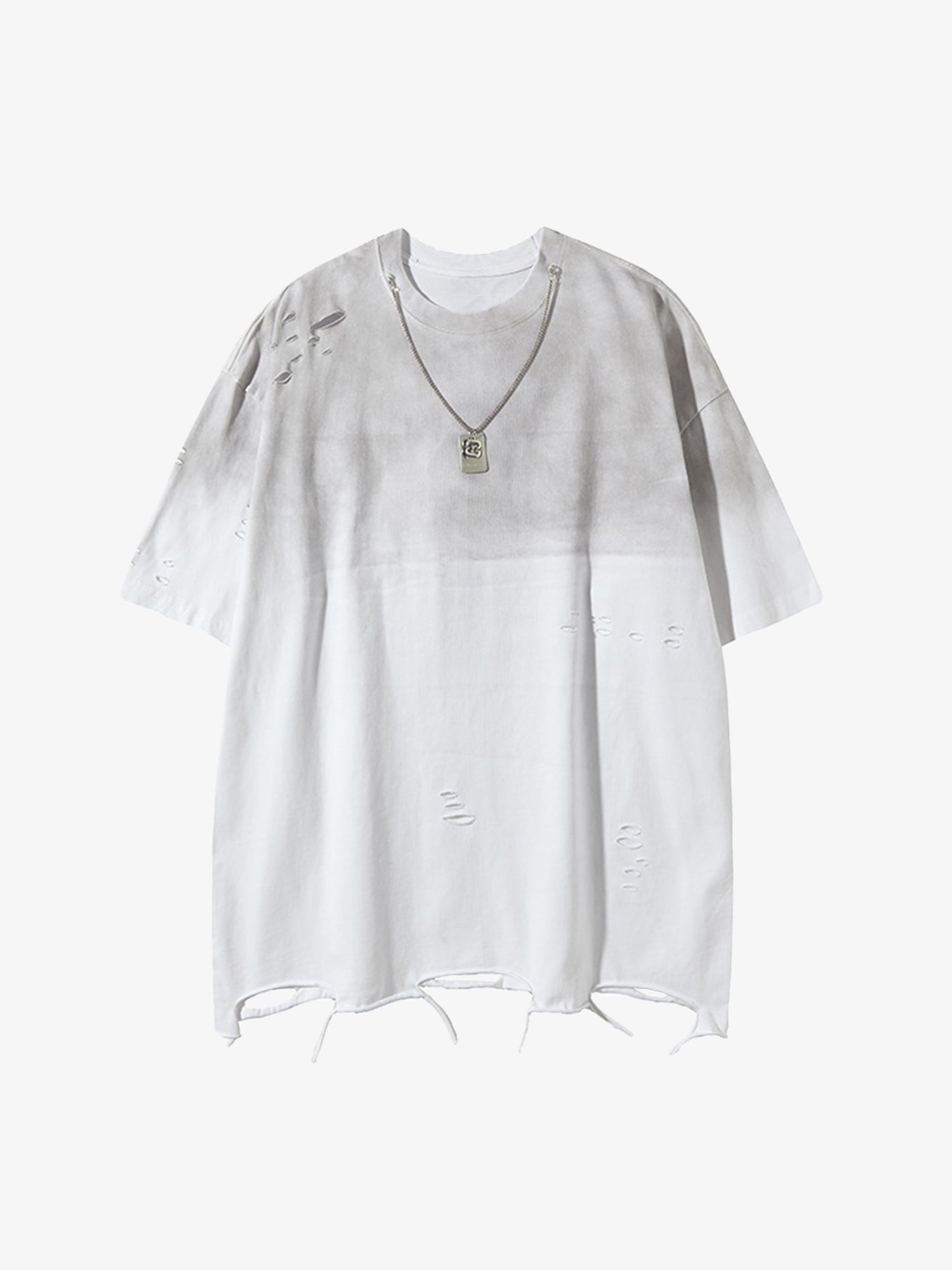 Tie -Dye Tattered Edge Necklace T-shirt