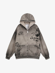 Wasteland Style Distressed Graffiti Hoodie