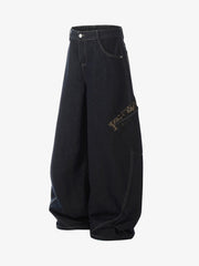 Deconstructed Cheetah Print Baggy Barrel Jeans