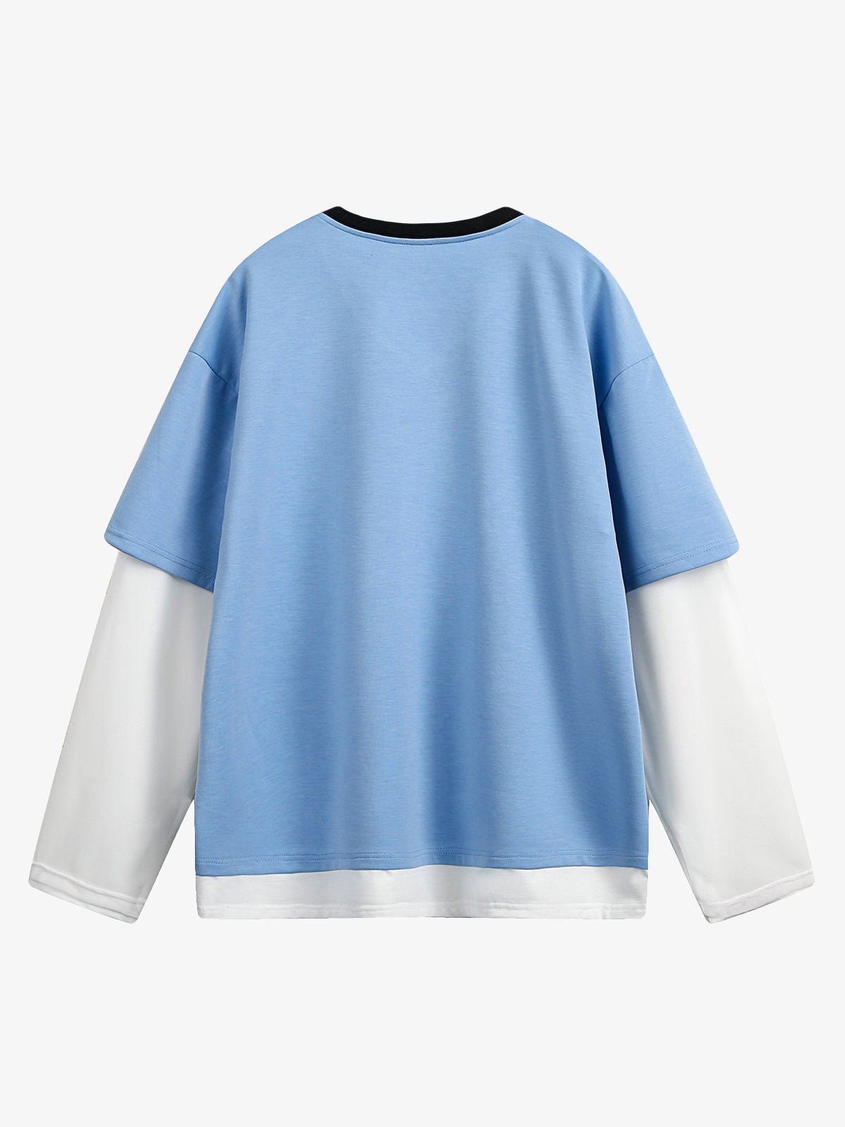 Faux Two-Piece Jersey Print Long Sleeve T-shirt